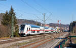 IC 2385/ RE 52385 (Stuttgart Hbf - Singen(Htw) mit Schublok 147 551-6 in Horb 7.2.23