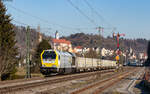 263 006-9 mit dem DGZ 92865 (Stuttgart Hafen - Rottweil) in Horb 7.2.23