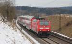 146 216-7 mit dem RE 19044 (Singen(Htw)-Stuttgart Hbf) bei Eutingen 20.2.13