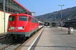 115 293-3 mit dem IC 185 von Stuttgart Hbf nach Zürich HB am 06.03.14 während dem Halt in Horb am Neckar.