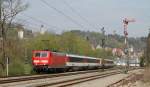 181 209-8 mit dem IC 187 (Stuttgart Hbf-Zürich HB) bei Horb 10.4.14