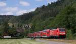 146 221-7  25 Jahre RAB  mit dem RE 19042 (Singen(Htw)-Stuttgart Hbf) bei Aistiag 21.6.14