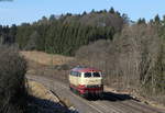 218 105-5 als Tfzf 91620 (Rottweil-Münster(Westf)Gbf) bei Eutingen 25.2.17