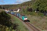 Wegen Bauarbeiten im Freiburger Gbf musste die mintgraue ATLU 186 213 mit ihrem GTS KV Zug am 10. Oktober 2026 einen Umweg �ber die G�ubahn und somit auch Fischingen nehmen, wo das Wolkenlotto knapp gewonnen wurde. 