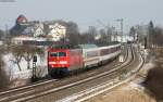 181 218-9 mit dem IC 187 (Stuttgart Hbf-Z�rich HB) bei Eutingen 12.2.12