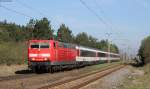 181 204-9 mit dem IC 181 (Stuttgart Hbf-Zürich HB) bei Neufra 11.4.14