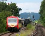 VT 121 der HzL beim Umsetzen in Deilingen 1.6.09