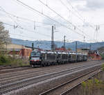 X4 E-645 führende Lok am Lokzug für Mercitalia Rail in Süßen am 14.4.2017.