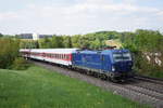 193 875 von MGW Service zieht am 5. Mai 2018 eine Sonderzug für Euro-Express durch Westerstetten Richtung Ulm.