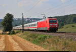 101 122-0 als EC 117  Salzach  (Linie 62) von Frankfurt(Main)Hbf nach Klagenfurt Hbf (A) fährt in Uhingen auf der Bahnstrecke Stuttgart–Ulm (Filstalbahn | KBS 750).