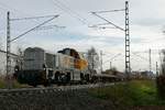 DE 18 / 4185 023-3 der SCHWEERbau mit dem Gleisumbauzug MATISA P 95 am Haken und der Arbeitsrichtung Biberach Süd - Bahnhof Biberach (Riß) am 27.11.2019.