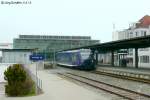 BOB-VT 65 wartet im Friedrichshafener Hafenbahnhof am 5.4.13 auf die Rckfahrt.