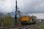 Bauarbeiten zur Elektrifizierung der Südbahn, Streckenabschnitt Biberach - Aulendorf.