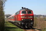 218 495-0 mit dem RE 22321 (Donaueschingen-Ulm Hbf) bei Ennetach 20.4.19