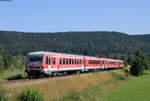 628 698-2 und 628 518-2 als RE 22306 (Ulm Hbf-Donaueschingen) bei Tuttlingen 4.8.19