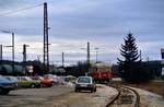 Lokalbahnhof Amstetten (WEG):  Fuchs T (?) auf dem �bergabegleis zur DB (01.04.1985)