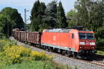 185 115 im September 2017 bei Metzingen unterwegs mit einem umgeleiteten Güterzug.