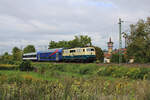 DB Gebrauchtzug 111 174  Elfriede  ist am 19.09.2022 für TRI mit einem Ersatzzug auf der RB17c von Bruchsal nach Bretten unterwegs und verlässt hier gerade Bruchsal Schlachthof.