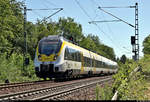8442 810 (Bombardier Talent 2) der Abellio Rail Baden-Württemberg GmbH als verspäteter RE 19610 (RE17b) von Stuttgart Hbf nach Heidelberg Hbf fährt nahe Bruchsal Schlachthof auf der