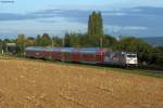 146 227 mit dem RE 19525 Karlsruhe-Stuttgart am 03.10.2012 bei Metterzimmern, kurz vor dem nchsten Halt Bietigheim-Ellental.