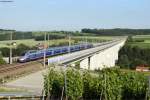 TGV Euroduplex 4716 berquert als TGV 9570 (Mnchen-Paris) die Talbrcke Enzweihingen. Aufgenommen am 01.07.2013.