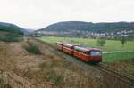 Uerdinger Schienenbuszug auf der DB-Bahnlinie Tübingen-Horb (24.11.1984)