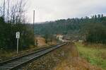 Bahnimpression: Uerdinger Schienenbuszug auf der DB-Bahnlinie Tübingen-Horb (24.11.1984)