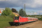 Am 11.07.2018 zieht 147 017 ihre RB nach Heilbronn durch den Bhf Asperg.