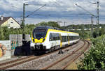 8442 807 und 8442 314 (Bombardier Talent 2) der Abellio Rail Baden-Württemberg GmbH als RB 19524 (RB17a) von Stuttgart Hbf nach Pforzheim Hbf bzw. RE 19624 (RE17b) nach Heidelberg Hbf durchfahren den Bahnhof Asperg auf der Bahnstrecke Stuttgart–Würzburg (Frankenbahn | KBS 780).
Aufgenommen am Ende des Bahnsteigs 3/4.
[28.7.2020 | 16:53 Uhr]