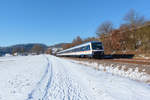 Am 13.02.2021 ist ein TRI Ersatzzug bei Roigheim in Richtung Osterburken unterwegs.