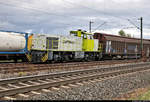 Völlig überraschend fährt ein Schiebewandzug mit 1275 829-0 (MaK G 1206) der Captrain Deutschland CargoWest GmbH (CCW) in Tamm auf der Bahnstrecke Stuttgart–Würzburg