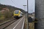 Mit gerade 40 Km/h kommt der GoAhead ET 6.09 als RE8 nach Würzburg durch Neudenau gen Osterburken gefahren.