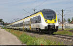 8442 308 und 8442 302 (Bombardier Talent 2) leicht verspätet unterwegs in Tamm.