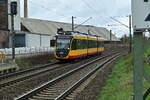 Als S41 nach  Heilbronn ist der AVG Triebwagen 948 bei der Einfahrt in Kochendorf zusehen am 25.3.2023