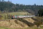 101 110-5  Eintracht Frankfurt  mit dem umgeleiteten IC 2160 Nrnberg-Karlsruhe bei Mittelrot.