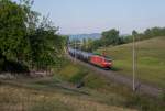 185 012 mit Kesselwagen Ri.Nürnberg bei Mittelrot an der Murrbahn am 22.8.2015.