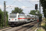 147 572 mit IC 2064 (Nürnberg - Karlsruhe), Anwanden, 24.06.2023, aufgenommen vom Bahnsteig 