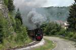 UEF 99 7203 auf der Strecke Amstetten( Wrtt. ) - Oppingen.  Alb-Bhnle  am 15.7.2012.