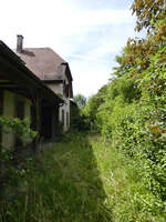 Stillgelegter DB-Bahnhof M�glingen von der Gleisseite fotografiert.