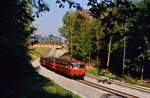 Sonderfahrt eines Uerdinger Schienenbuszugs in der Nähe von Rohr auf der früheren DB-Bahnstrecke Stuttgart-Rohr-Filderstadt.