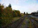 Der ehemalige WEG-Bahnhof Vaihingen (Enz) Stadt, am 05.11.2011, Blickrichtung Enzweihingen.