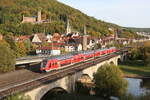 445 054 bei der Ausfahrt aus Gemünden am 11.