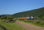 1193 980 der WLC mit Containern in Richtung Norden bei Wernfeld am Main am 15.6.2017.