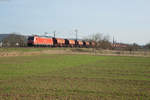 185 014 mit einem Tanoos Zug bei Thüngersheim Richtung Gemünden, 16.03.2017