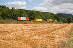 Ein unbekannt gebliebener RTS ER20 mit einem kurzen Bauzug bei Harrbach Richtung Gemünden, 01.08.2020