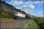 Train4Train 151 020-5 fuhr am 24.09.2026 bei Himmelstadt durch's Maintal gen Norden.