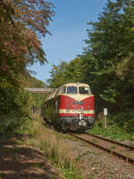 Glück muss der Fotograf haben: die Sonne bot am 10.10.2023 nur ein kurzes Zeitfenster um bei Bad Kissingen Arnshausen gutes Licht zu haben.