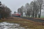 Am ehemaligen Bahnhof von Niederlauer kommt ein RE7 aus Richtung Bad Neustadt an der Saale gen Münnerstadt gefahren auf seinem Weg nach Würzburg Hbf. Samstag 2.2.2019