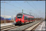 DB 442108 fährt als RB 59357 am 25.2.2018 in Bad Staffelstein nach Bamberg ab.