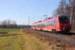 442 607 DB Regio bei Staffelstein am 24.02.2014.